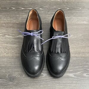 Julia Bo Lenox Oxfords Brogues Shoes, Black Women 39 US 8.5 Academia Preppy Goth